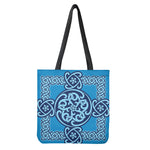 Blue Celtic Symbol Print Tote Bag