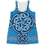Blue Celtic Symbol Print Women's Racerback Tank Top
