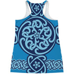 Blue Celtic Symbol Print Women's Racerback Tank Top