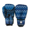 Blue Chevron Knitted Pattern Print Boxing Gloves
