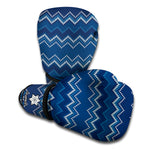 Blue Chevron Knitted Pattern Print Boxing Gloves