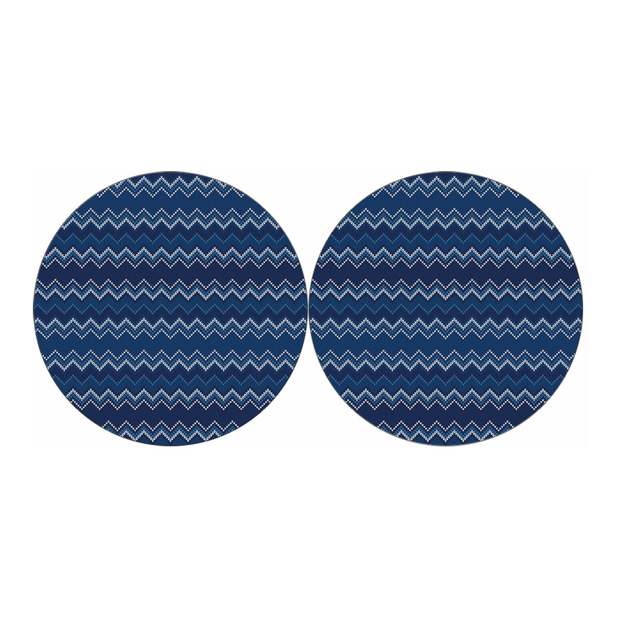 Blue Chevron Knitted Pattern Print Car Coasters