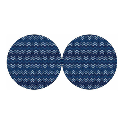 Blue Chevron Knitted Pattern Print Car Coasters