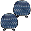 Blue Chevron Knitted Pattern Print Car Headrest Covers