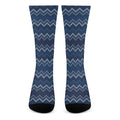 Blue Chevron Knitted Pattern Print Crew Socks