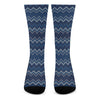 Blue Chevron Knitted Pattern Print Crew Socks