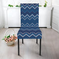Blue Chevron Knitted Pattern Print Dining Chair Slipcover