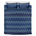 Blue Chevron Knitted Pattern Print Duvet Cover Bedding Set