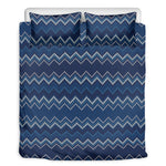 Blue Chevron Knitted Pattern Print Duvet Cover Bedding Set