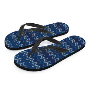 Blue Chevron Knitted Pattern Print Flip Flops