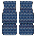 Blue Chevron Knitted Pattern Print Front and Back Car Floor Mats