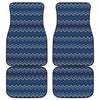Blue Chevron Knitted Pattern Print Front and Back Car Floor Mats