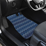 Blue Chevron Knitted Pattern Print Front and Back Car Floor Mats