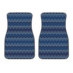 Blue Chevron Knitted Pattern Print Front Car Floor Mats