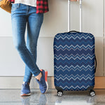 Blue Chevron Knitted Pattern Print Luggage Cover