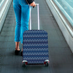 Blue Chevron Knitted Pattern Print Luggage Cover