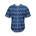 Blue Chevron Knitted Pattern Print Men's Baseball Jersey