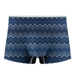 Blue Chevron Knitted Pattern Print Men's Boxer Briefs