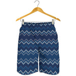 Blue Chevron Knitted Pattern Print Men's Shorts