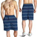 Blue Chevron Knitted Pattern Print Men's Shorts