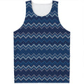 Blue Chevron Knitted Pattern Print Men's Tank Top