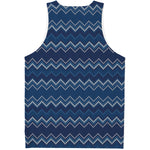 Blue Chevron Knitted Pattern Print Men's Tank Top