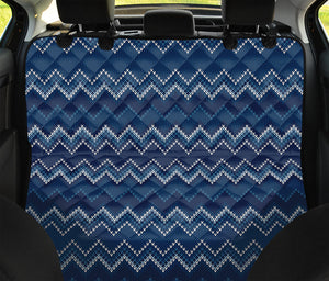 Blue Chevron Knitted Pattern Print Pet Car Back Seat Cover