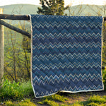 Blue Chevron Knitted Pattern Print Quilt