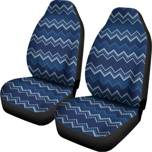 Blue Chevron Knitted Pattern Print Universal Fit Car Seat Covers