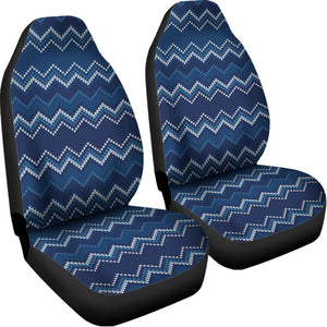 Blue Chevron Knitted Pattern Print Universal Fit Car Seat Covers