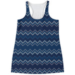 Blue Chevron Knitted Pattern Print Women's Racerback Tank Top