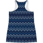 Blue Chevron Knitted Pattern Print Women's Racerback Tank Top