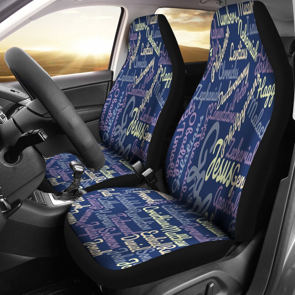 Blue Christian Text Universal Fit Car Seat Covers GearFrost