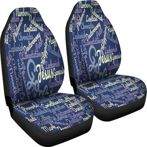 Blue Christian Text Universal Fit Car Seat Covers GearFrost