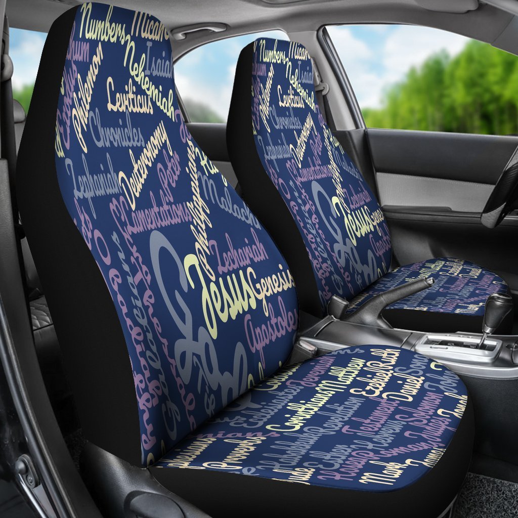 Blue Christian Text Universal Fit Car Seat Covers GearFrost