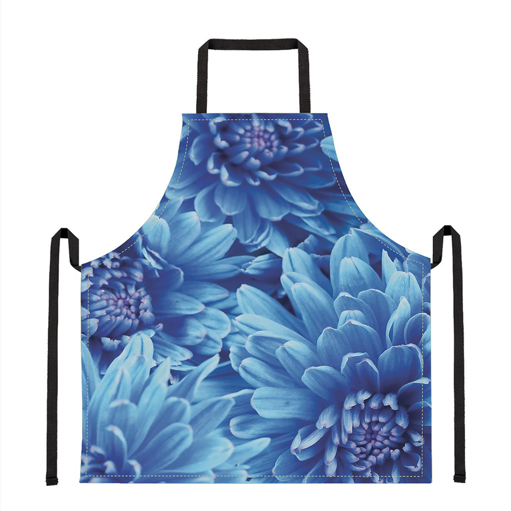 Blue Chrysanthemum Flower Print Apron