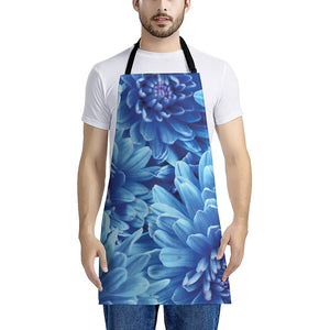 Blue Chrysanthemum Flower Print Apron