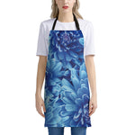 Blue Chrysanthemum Flower Print Apron