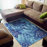 Blue Chrysanthemum Flower Print Area Rug