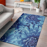 Blue Chrysanthemum Flower Print Area Rug