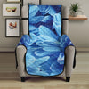 Blue Chrysanthemum Flower Print Armchair Protector