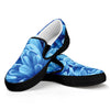 Blue Chrysanthemum Flower Print Black Slip On Shoes