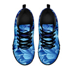 Blue Chrysanthemum Flower Print Black Sneakers