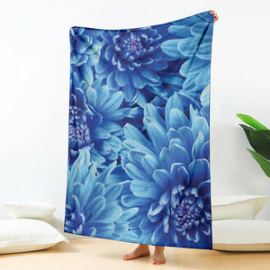 Blue Chrysanthemum Flower Print Blanket