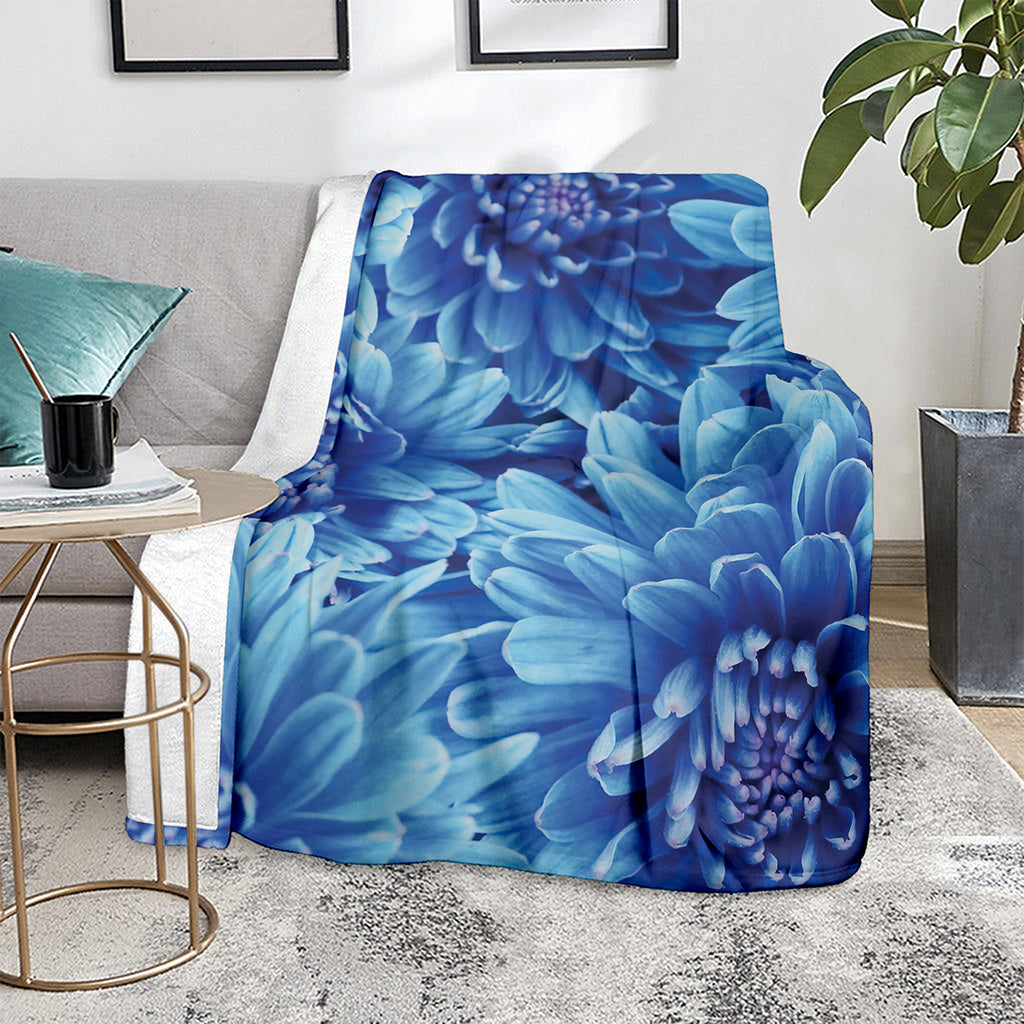 Blue Chrysanthemum Flower Print Blanket