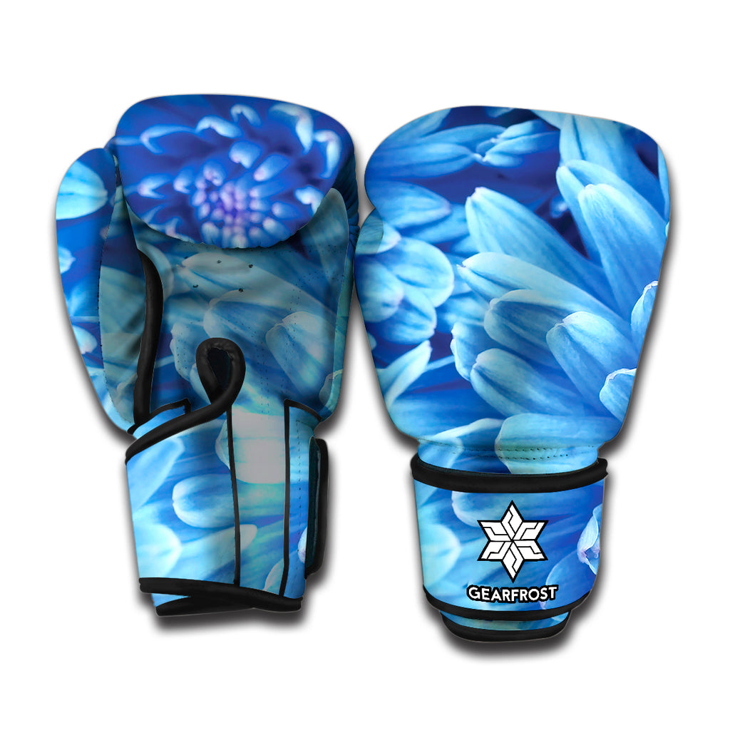 Blue Chrysanthemum Flower Print Boxing Gloves