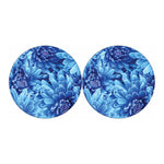 Blue Chrysanthemum Flower Print Car Coasters