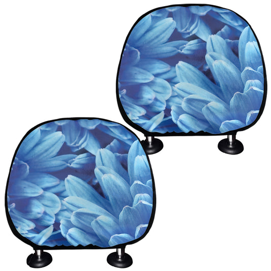 Blue Chrysanthemum Flower Print Car Headrest Covers