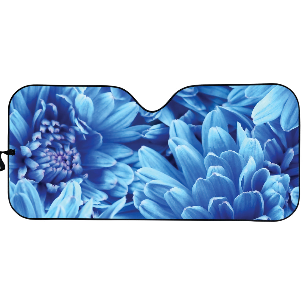 Blue Chrysanthemum Flower Print Car Sun Shade