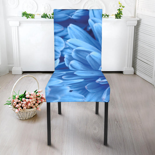 Blue Chrysanthemum Flower Print Dining Chair Slipcover